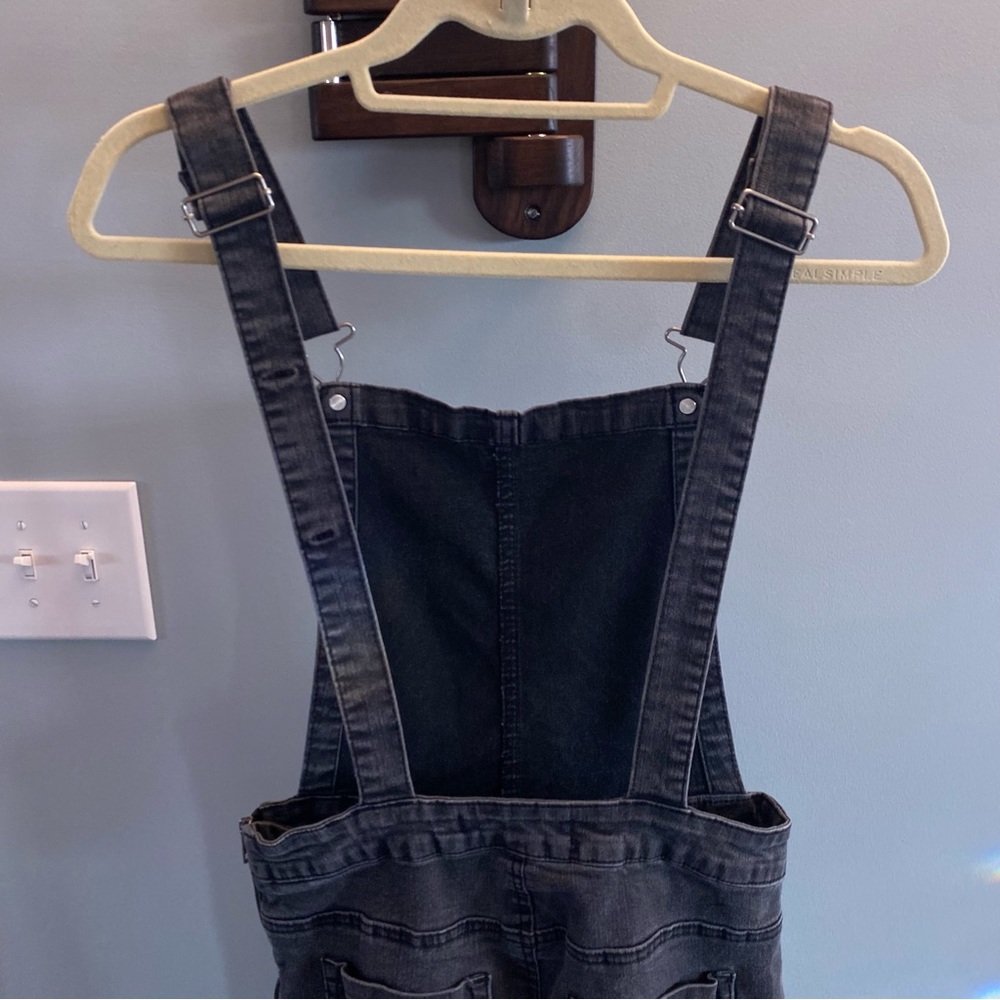 Wallflower Very Dark Gray Denim Overalls- SZ M - Picture 7 of 15